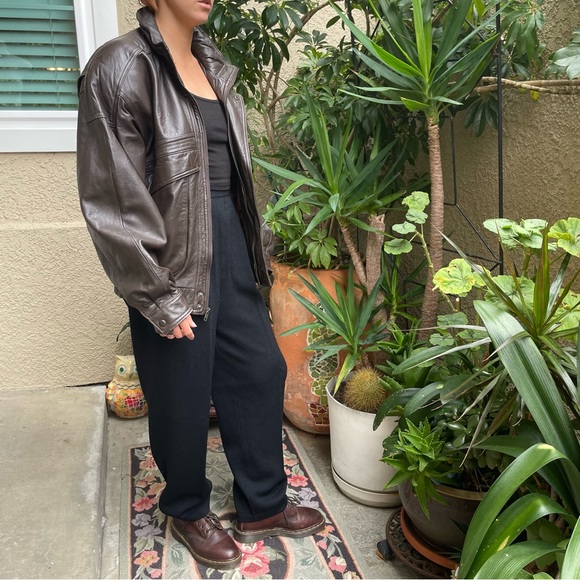 Vintage 90’s brown SAXONY leather oversized jacket - Picture 14 of 16